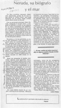Neruda, su biógrafo y el mar  [artículo] Lautaro Robles.