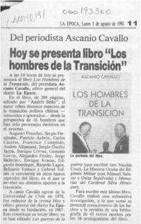 Hoy se presenta libro "Los hombres de la tansición"  [artículo].