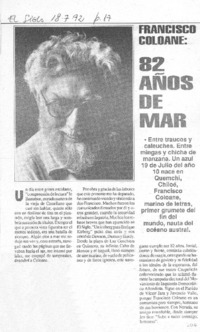 Francisco Colane, 82 años de mar
