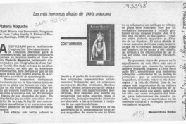 Platería mapuche  [artículo] Manuel Peña Muñoz.