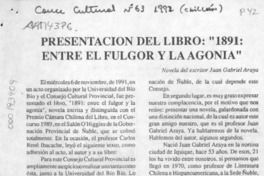 Presentación del libro, "1891, entre el fulgor y la agonía"  [artículo].