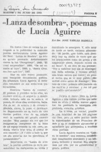 "Lanza de sombra", poemas de Lucía Aguirre.