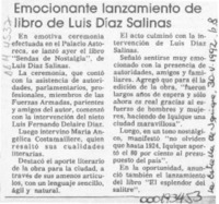 Emocionante lanzamiento de libro de Luis Díaz Salinas  [artículo].