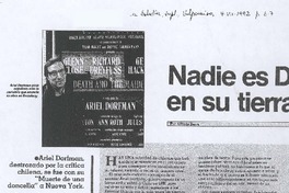 Nadie es Dorfman en su tierra --