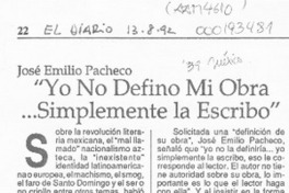 "Yo no defino mi obra -- simplemente la escribo"  [artículo].