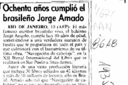 Ochenta años cumplió el brasileño Jorge Amado  [artículo].