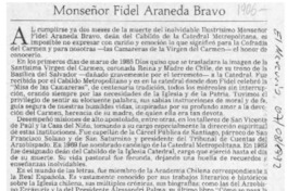 Monseñor Fidel Araneda Bravo  [artículo] María Mackenna de Errázuriz.