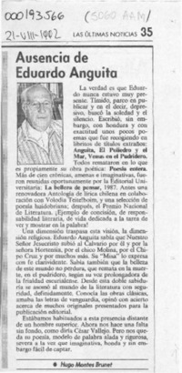 Ausencia de Eduardo Anguita  [artículo] Hugo Montes Brunet.