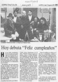 Hoy debuta "Feliz cumpleaños"  [artículo].