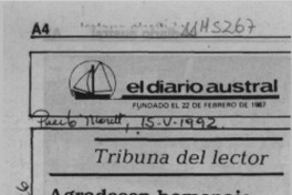 Agradecen homenaje al poeta Zurita  [artículo].