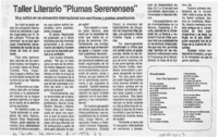 Taller Literario "Plumas serenenses"  [artículo].