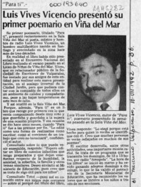 Luis Vives Vicencio presentó su primer poemario en Viña del Mar  [artículo].