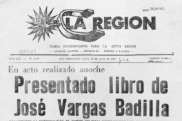 Presentado libro de José Vargas Badilla  [artículo].