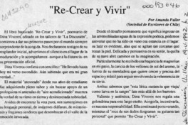 "Re-Crear y Vivir"  [artículo] Amanda Fuller.