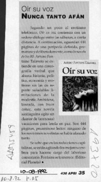 Oír su voz, nunca tanto afán  [artículo].