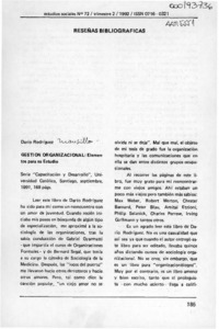 Gestión organizacional; elementos para su estudio  [artículo] Patricio Dooner.
