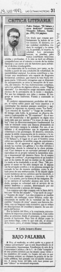 Pedro Staiger, "El Sahara y otros desiertos"  [artículo].