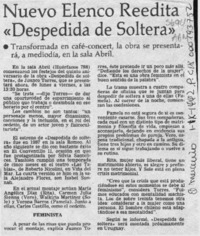 Nuevo elenco reedita "Despedida de soltera"  [artículo].