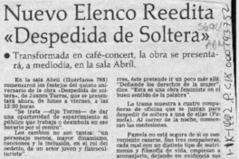 Nuevo elenco reedita "Despedida de soltera"  [artículo].