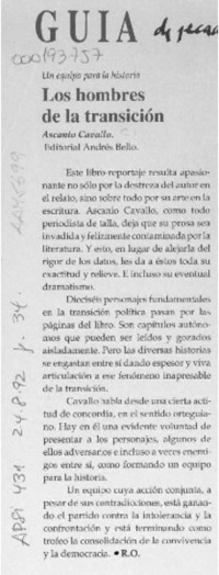 Los hombres de la transición  [artículo] R. O.