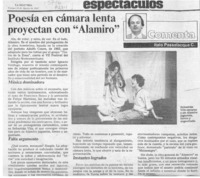 Poesía en cámara lenta proyectan con "Alamiro"  [artículo] Italo Passalacqua C.