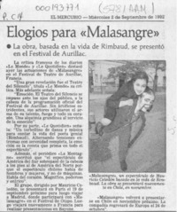 Elogios para "Malasangre"  [artículo].