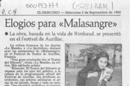 Elogios para "Malasangre"  [artículo].