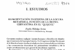 Representación ingeniosa de la locura metafísica, función de la ironía cervantina en el "Quijote"