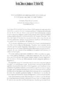 Negación e hibridación en Coplas D Navidad de Nicanor Parra