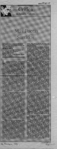 Más poetas surtidos  [artículo] Ignacio Valente.