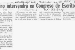 Loíno intervendrá en Congreso de Escritores  [artículo].