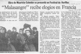 "Malasangre" recibe elogios en Francia  [artículo].