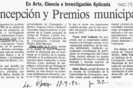 Concepción y premios municipales  [artículo].