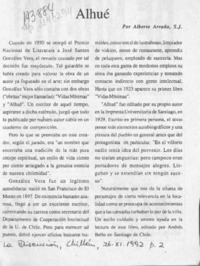 Alhué  [artículo] Alberto Arraño.