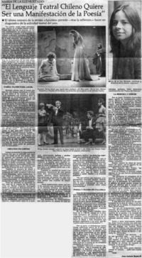 "El lenguaje teatral chileno quiere ser una manifestación de la poesía"