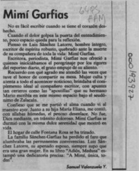Mimí Garfias  [artículo] Samuel Valenzuela Y.
