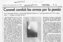 Coronel cambió las armas por la poesía  [artículo].