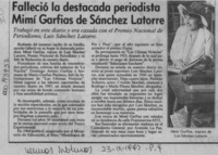 Falleció la destacada periodista Mimí Garfias de Sánchez Latorre  [artículo].