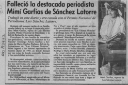 Falleció la destacada periodista Mimí Garfias de Sánchez Latorre  [artículo].