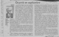 Ocurrió en septiembre  [artículo] Manuel Salvat Monguillot.