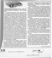 Violencia de los animales  [artículo] Fernando Quilodrán.