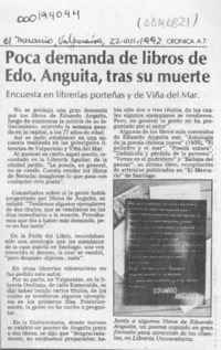 Poca demanda de libros de Edo. Anguita, tras su muerte  [artículo].