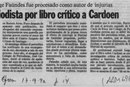 Reo periodista por libro crítico a Cardoen  [artículo].