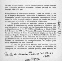 Justicia electoral para los cuerpos intermedios, tribunales electorales regionales  [artículo] Sergio Carrasco Delgado.