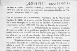 Comercio chileno y comerciantes ingleses 1820-1880  [artículo] Cristián Garay.