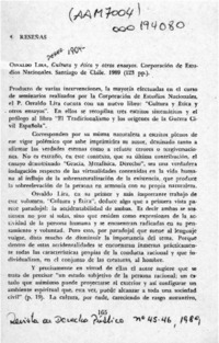 Cultura y ética y otros ensayos  [artículo] J. A Parraguez.