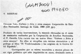 Cultura y ética y otros ensayos  [artículo] J. A Parraguez.