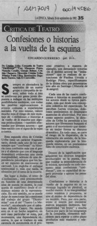 Confesiones o historias a la vuelta de la esquina  [artículo] Eduardo Guerrero.