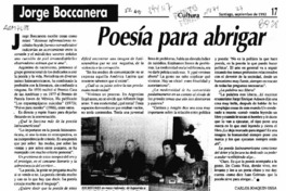 Poesía para abrigar  [artículo] Carlos Joaquín Ossa.