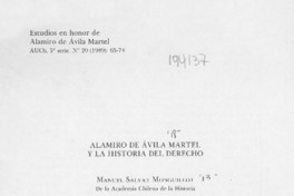 Alamiro Avila Martel y la historia del derecho  [artículo] Manuwl Salvat Monguillot.